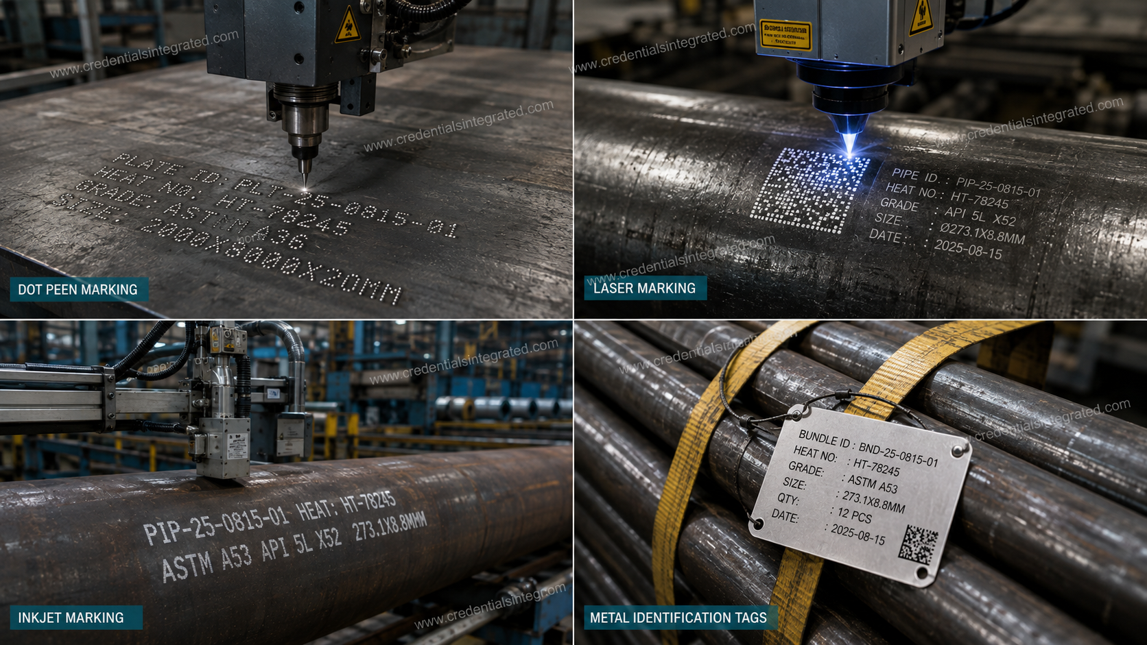Dot peen, laser and inkjet steel marking technologies